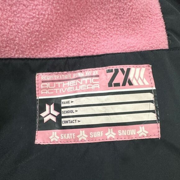 Zero Xposure Girls 16 Black Puffer Snowboard Hooded Jacket Black Pink Winter - Picture 8 of 14